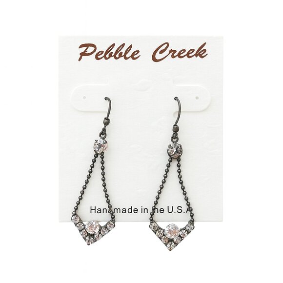 NEW - Dark Gray Crystal Earrings - Picture 1 of 2